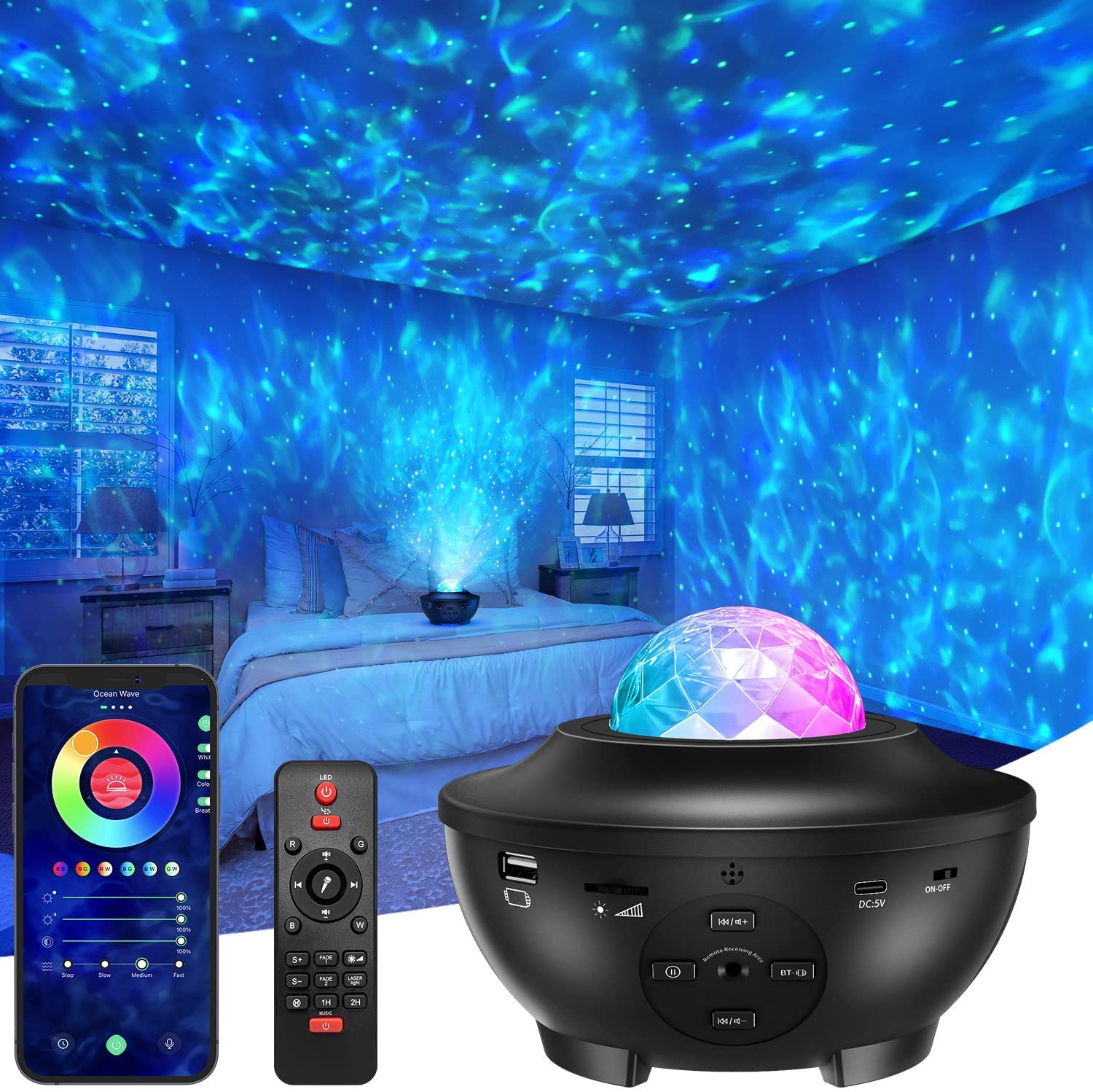  Star Projector Galaxy Light - Star Night Light Projector with  Remote Control, Timer, Built-in Speaker, Led Light Projector 8 Lighting for  Kids Baby Adults Bedroom/Room Decor/Ceiling/Gift (White) : Electronics
